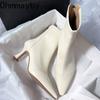 Herbst Vintage Spitzschuh Damen Stiefeletten Mode Weiches Leder Damen Elegant Hoher Absatz Kurzstiefel Für Damen