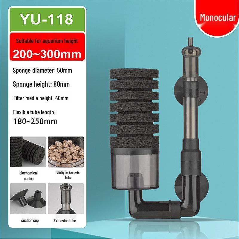 Biochemical Sponge Filter for Fish Tanks with Built-in Water Circulation and Oxygenation