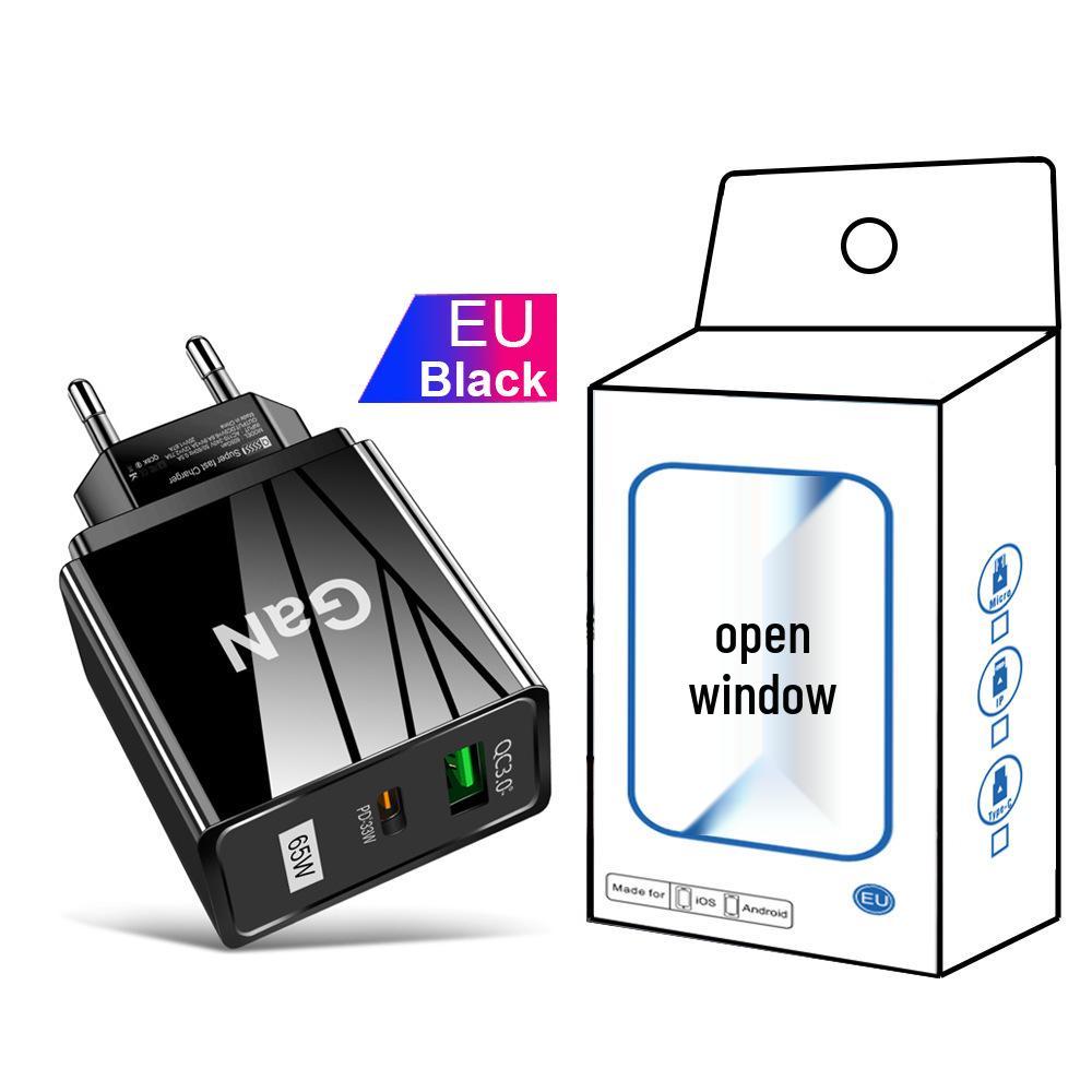GaN 33W USB Fast Charger: QC 3.0 & PD, US/EU/UK Plug, Ideal for Mobile Phones