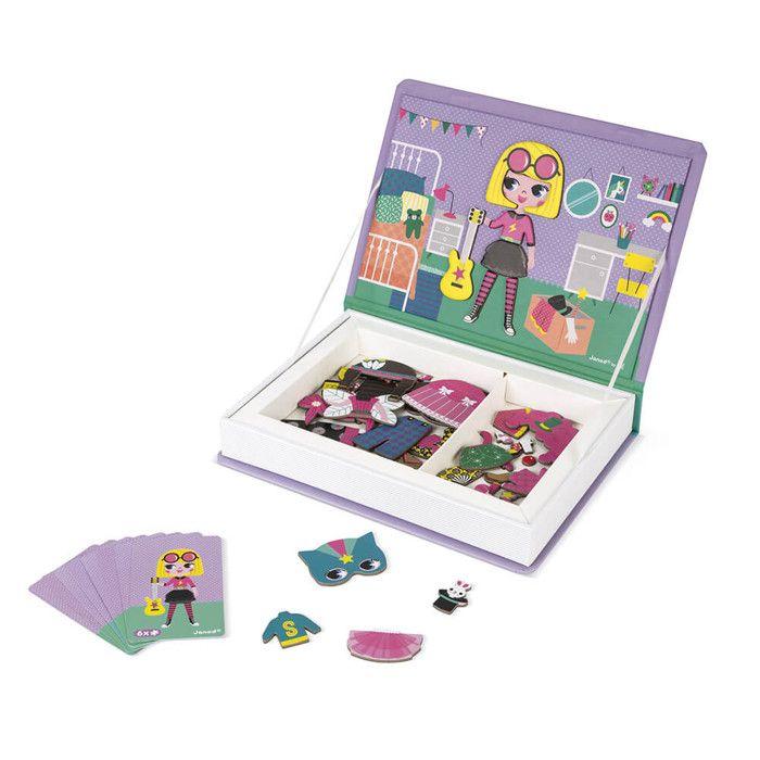 Jeu éducatif magnétique en carton - janod - magnéti'book déguisements fille - violet - 1 joueur ou plus - enfant
