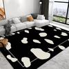 Minimalist Black and White Geometric Pattern Area Rug Modern Abstract Design Floor Mat for Living Room Bedroom Home Decor