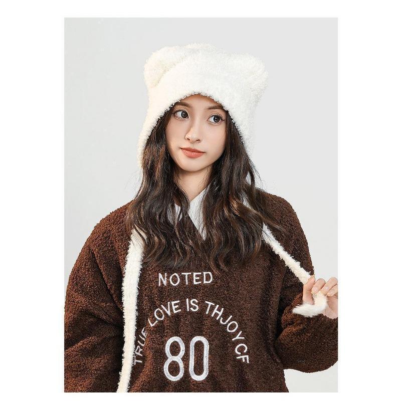 

Шапка женская осенне-зимняя милая шерстяная шапка с медведем теплая шапка защита ушей вязаная шапка модная шапка one size