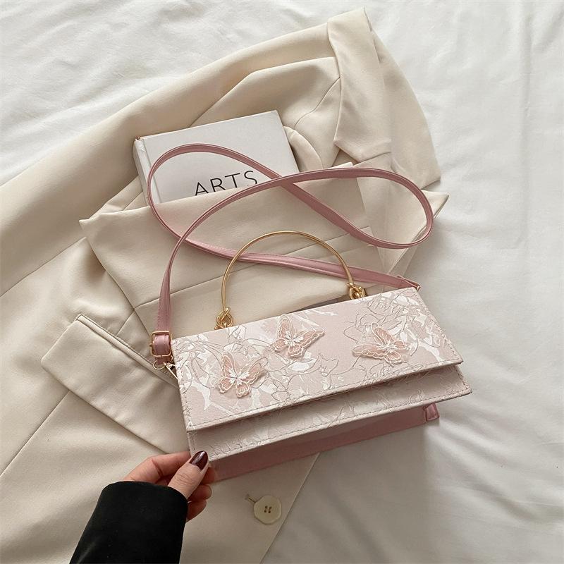 Butterfly embroidery fresh spring and summer tide fashion messenger handbag bag women's shoulder messenger small square bag