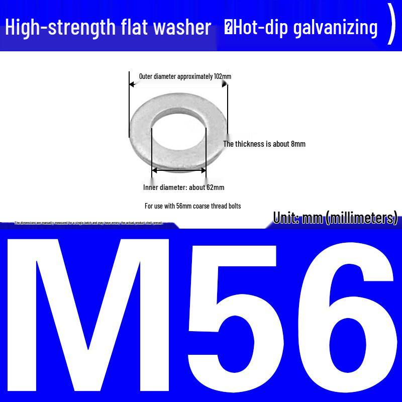 Thickened Hot-Dip Galvanized Washer & Nut Set with Spring Washers, M6-M42