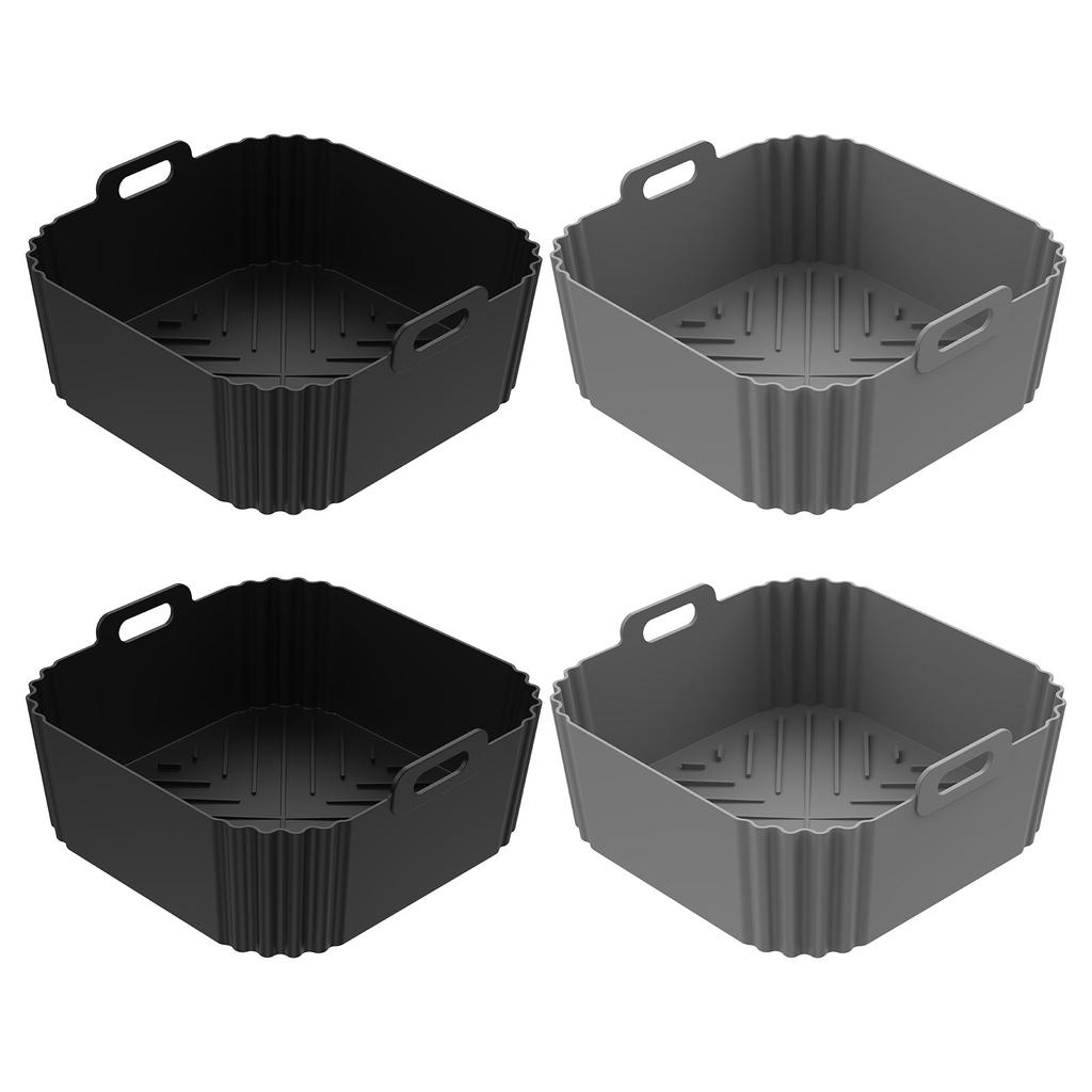 Silikon Airfryer Gryta Bricka Fyrkantig Airfryer Bakform Återanvändbar Airfryer Liner för Kök Bakning Kök Matlagningsaccessoarer