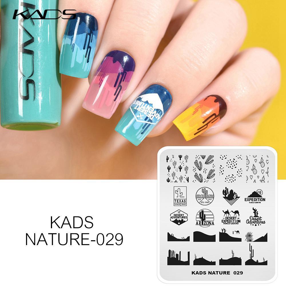 kads Maniküre Stamping Schablonen Nail Art Platte zum Stempeln Naturmotiv Stempel Überdruck Schablone Modedesigns Stempeln