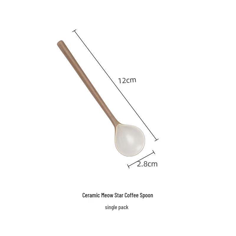 Exquisite Ceramic Cat Spoon: Long Handle for Coffee, Dessert, Seasoning, and More