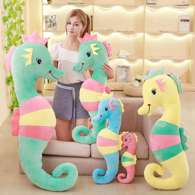 50-160Cm Cartoon Rainbow Long Striped Seahorse Plush Doll Pillow Soft Cute Sea Animal Plush Toy Home Decor Gift For Children