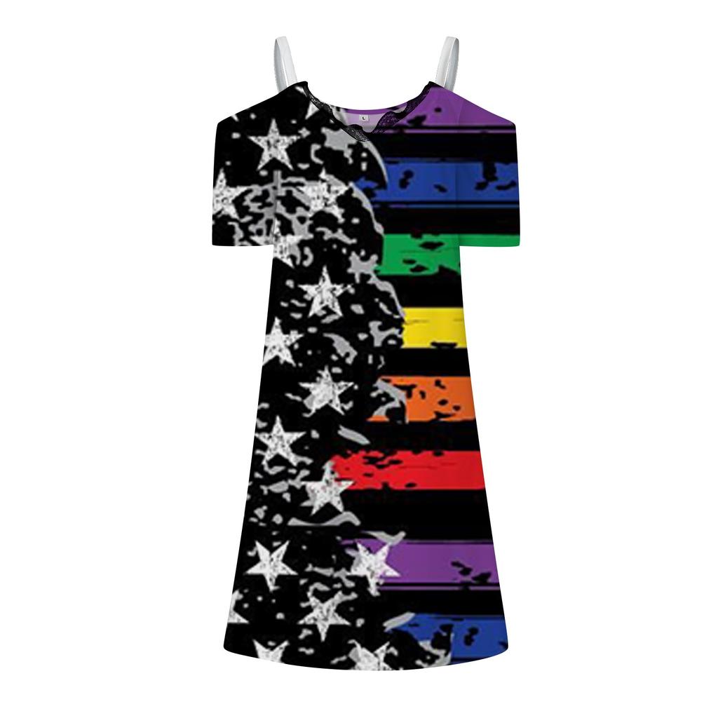 Women's Dress Casual Independent Day Print Skirt Sundress
