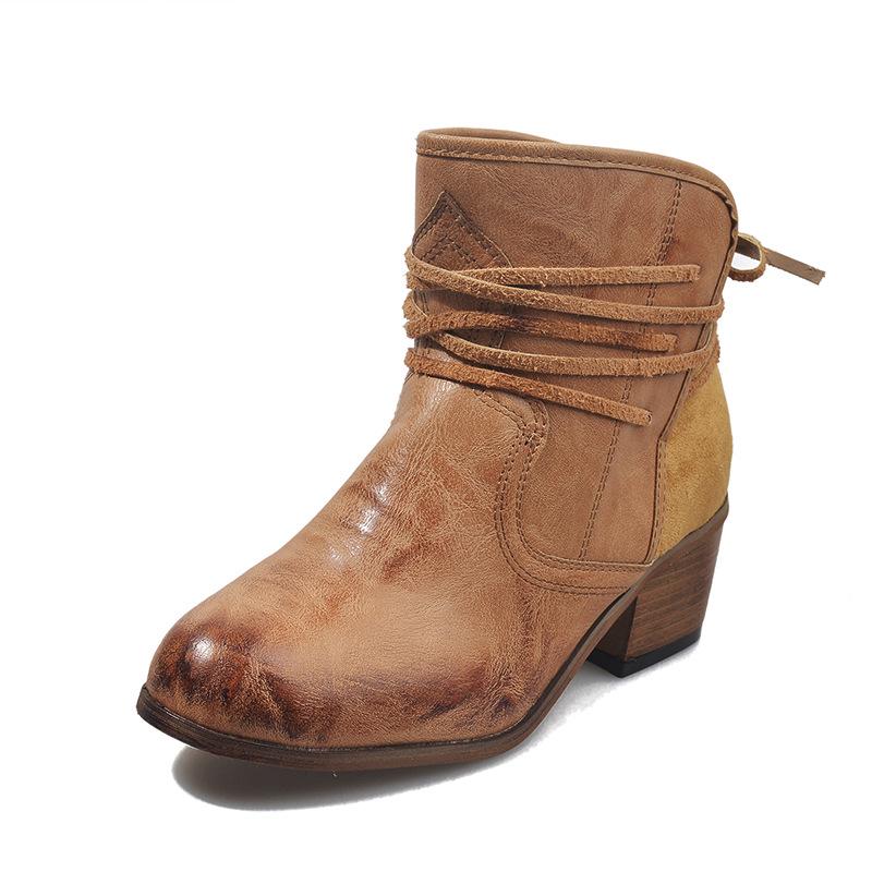 Autumn/Winter 2021 Plus Size Color Block Chunky Heel Women's Fashion Shoes