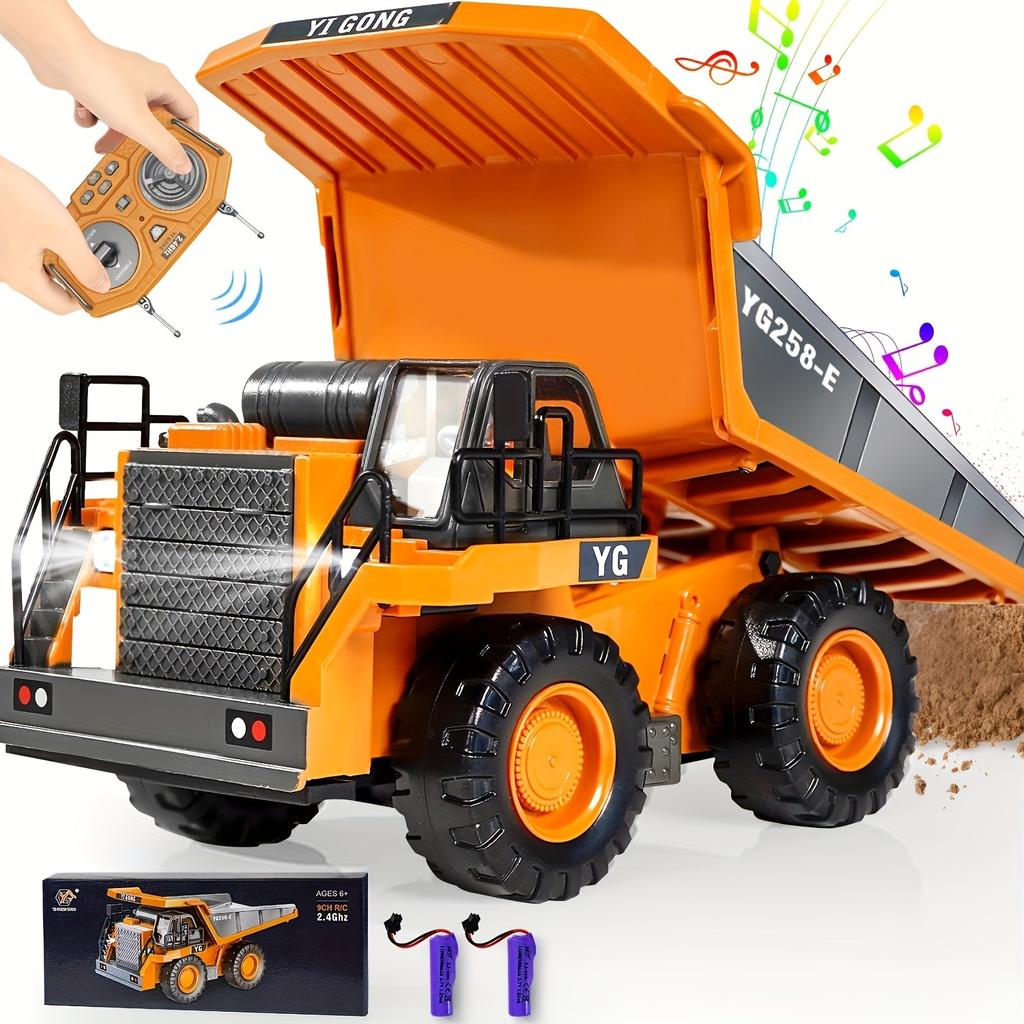 Remote Control Excavator Toy, Construction Toy with Metal Shovel, Light, Various Analog Sound Effects, 2.4GHz 680 Degree Rotation, 1:18 Car Toy Gift