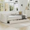 Sofa Bed 90x200cm Daybed Upholstered Bed 2 Drawers Wooden Bed Slatted Frame Without Mattress Living room/Bedroom/Guest Room Beige