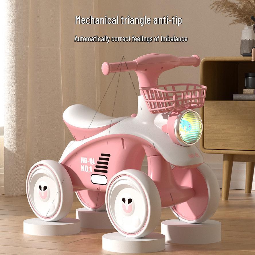 Kids' Four-Wheel Balance Bike & Walker (Ages 1-6) - No Pedals Glider Scooter