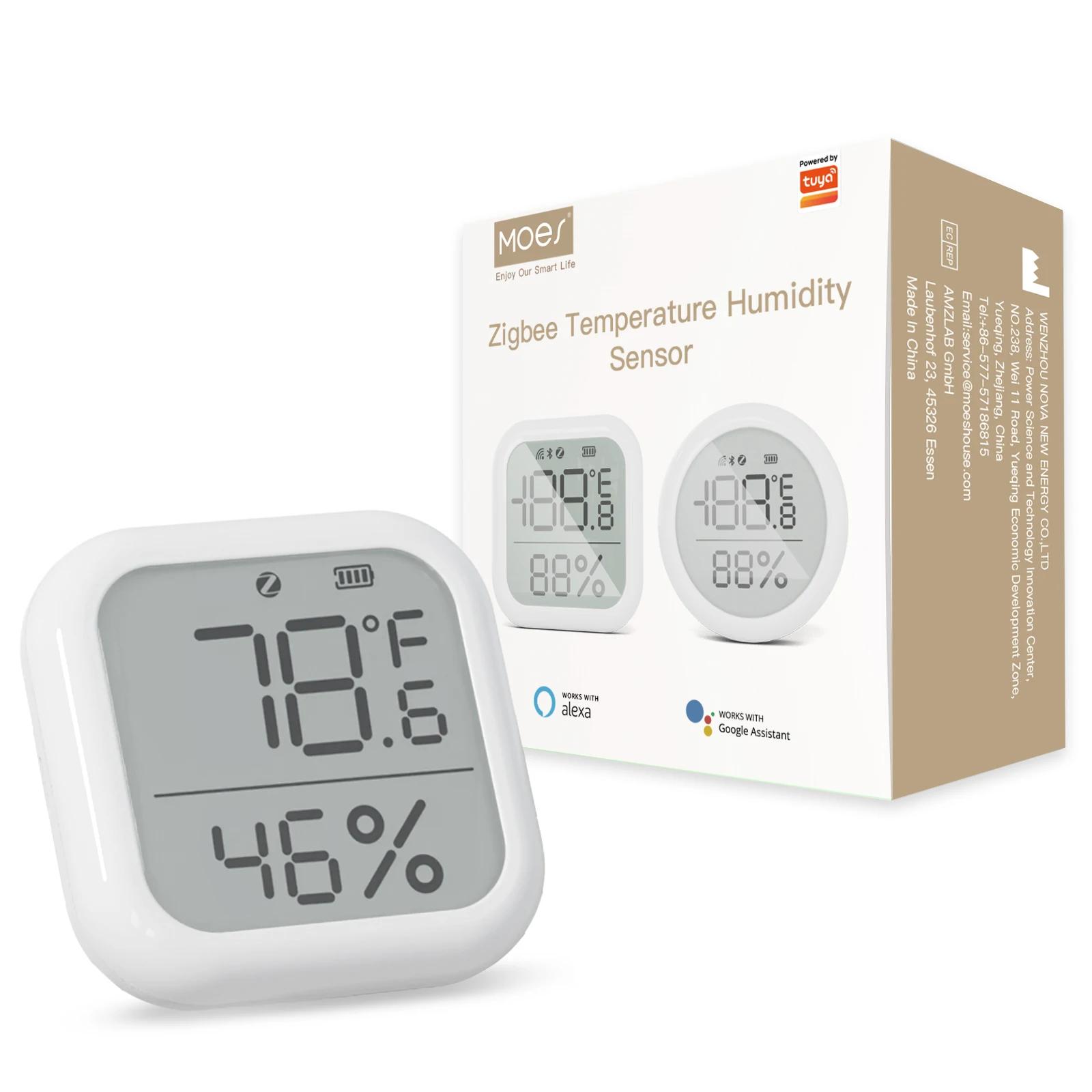 

MOES Tuya ZigBee Smart Home Temperature And Humidity Sensor With LED Screen Works With Google Assistant and Tuya Zigbee Hub square