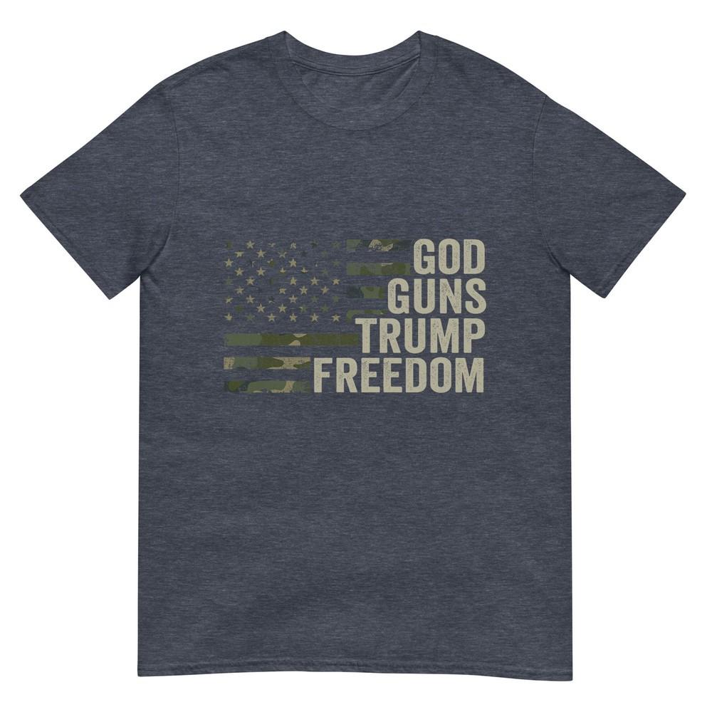 God Guns Trump Freedom Funny Camouflage Pro Gun Usa Flag TShirt