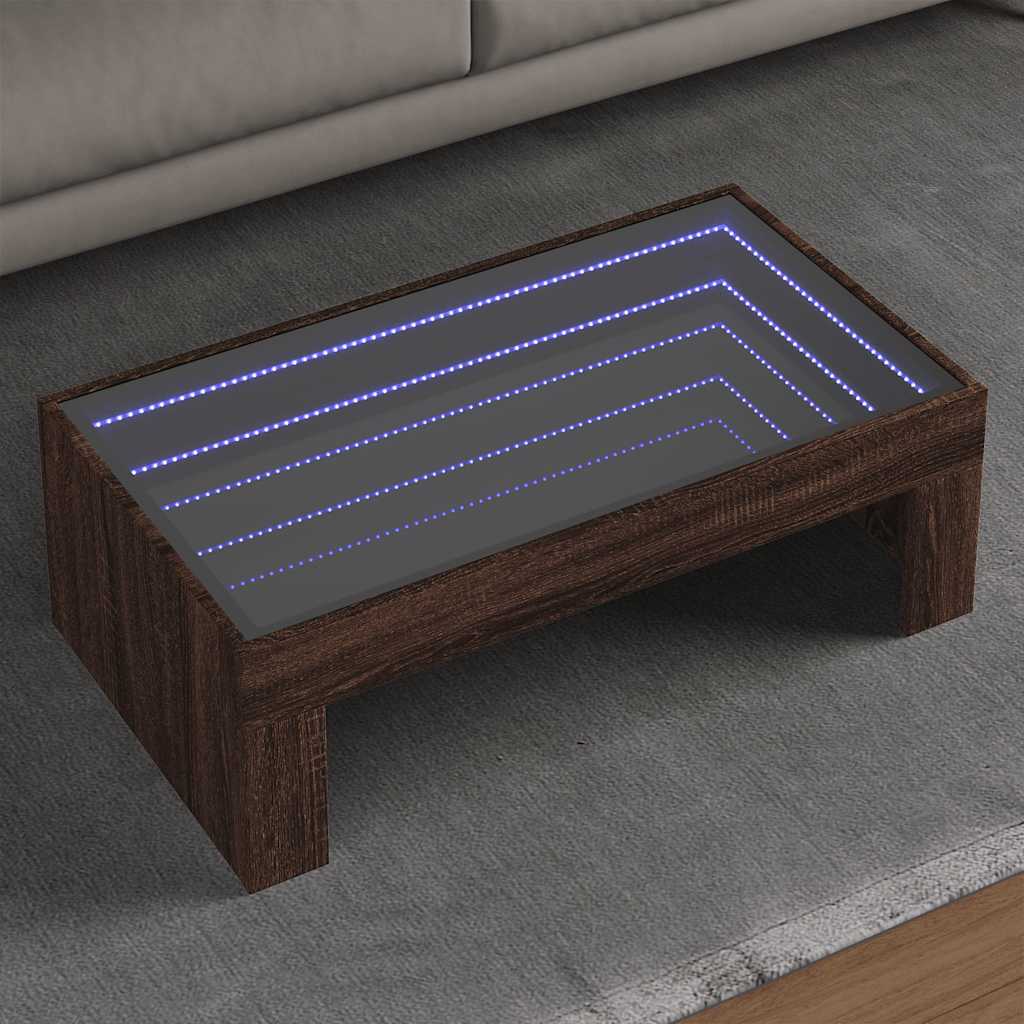 Infinity LED Coffee Table in Brown Oak Effect 90 x 50 x 30 cm