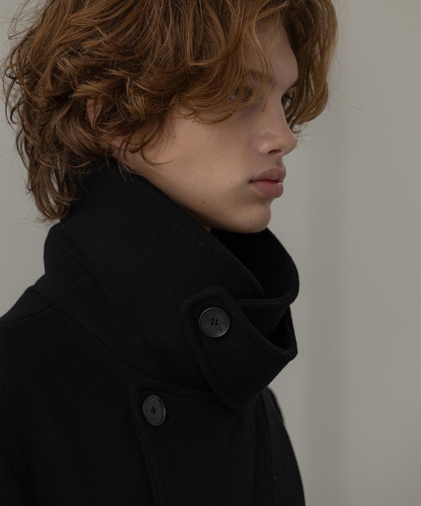 Decoroso Duff Balmacaan Wool Half Short Coat [Black]