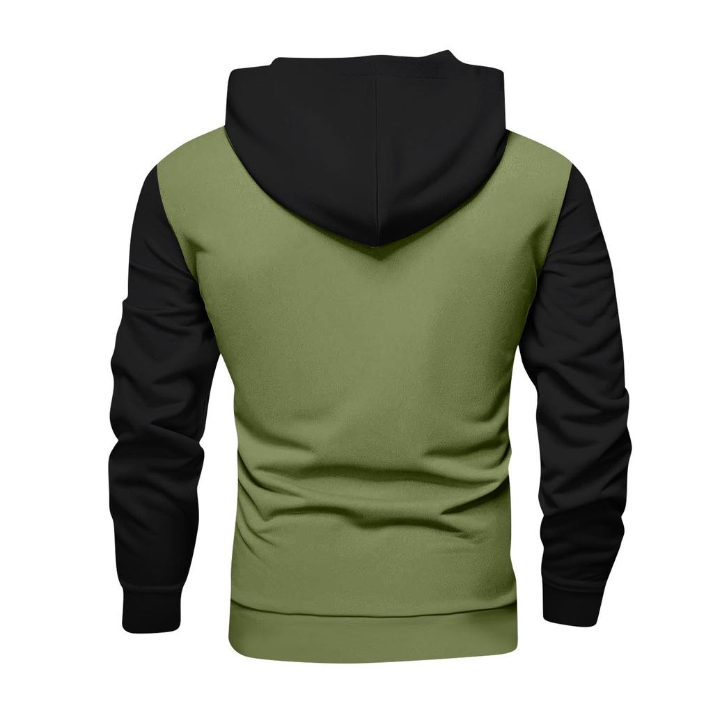 Чоловічий худі з різдвяним принтом, кольоровий блок, повсякденний спортивний комфортний світшот