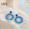 Easy Wear Earlobe Friendly 1 Pair Boho Raffia Circle Earrings for Women, Summer Handmade Large Straw Rattan Round Drop Dangle Earrings, Statement