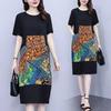 Elegant Plus Size Summer Dress - Slimming, Belly Concealing with Age-Reducing Print & Patchwork Design