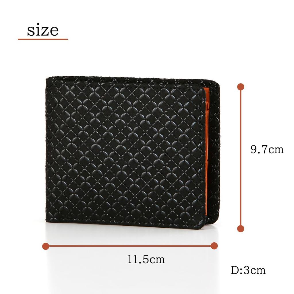 Inden HISOCA Traditional Craft Koshu Inden Deerskin Lacquer Original Brand Billfold Black with Black Lacquer Shippo Pattern [Indenya] [No.9402]