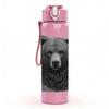 1PC Realistic Brown Bear Animal Portrait Print 750ml Color Plastic Sports Water Bottle Leakproof Flip Straw Lid Suitable for Sports Office Home Use
