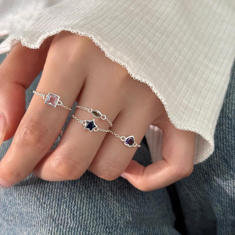 Dopamine Stylish Colorful Zirconia Adjustable Ring For Women With Unique Geometric Design And Colors Eyecatching