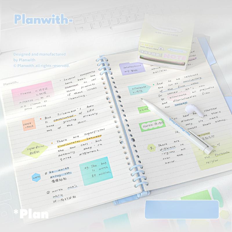 Pearlescent Pull Tab Sticky Notes Waterproof Translucent Study Memo Pads See-Through Reading Highlight Tape Stationery Gifts