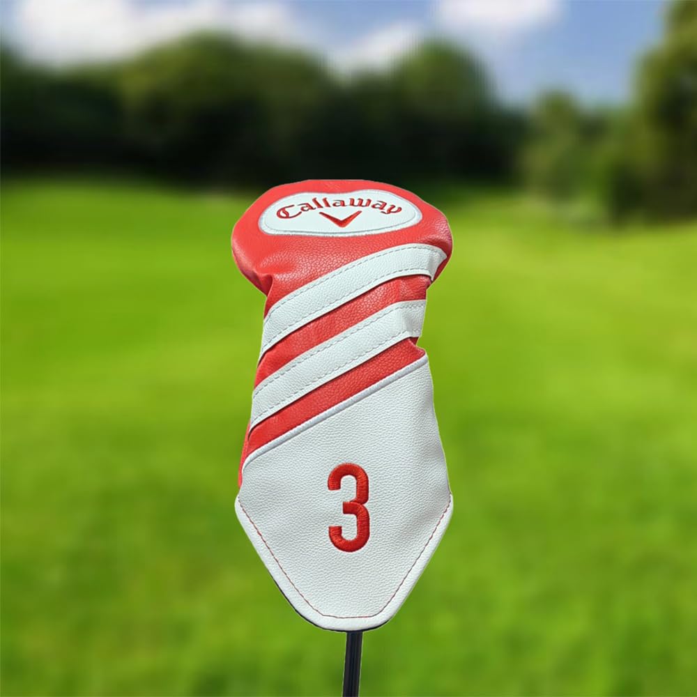 Callaway Golf Headcover Enthält Eisen Fairwayholz und Driver Headcover ELLIE&LEO 4-teiliges Set, Abdeckungen, Headcover, (rot) [Gebraucht]