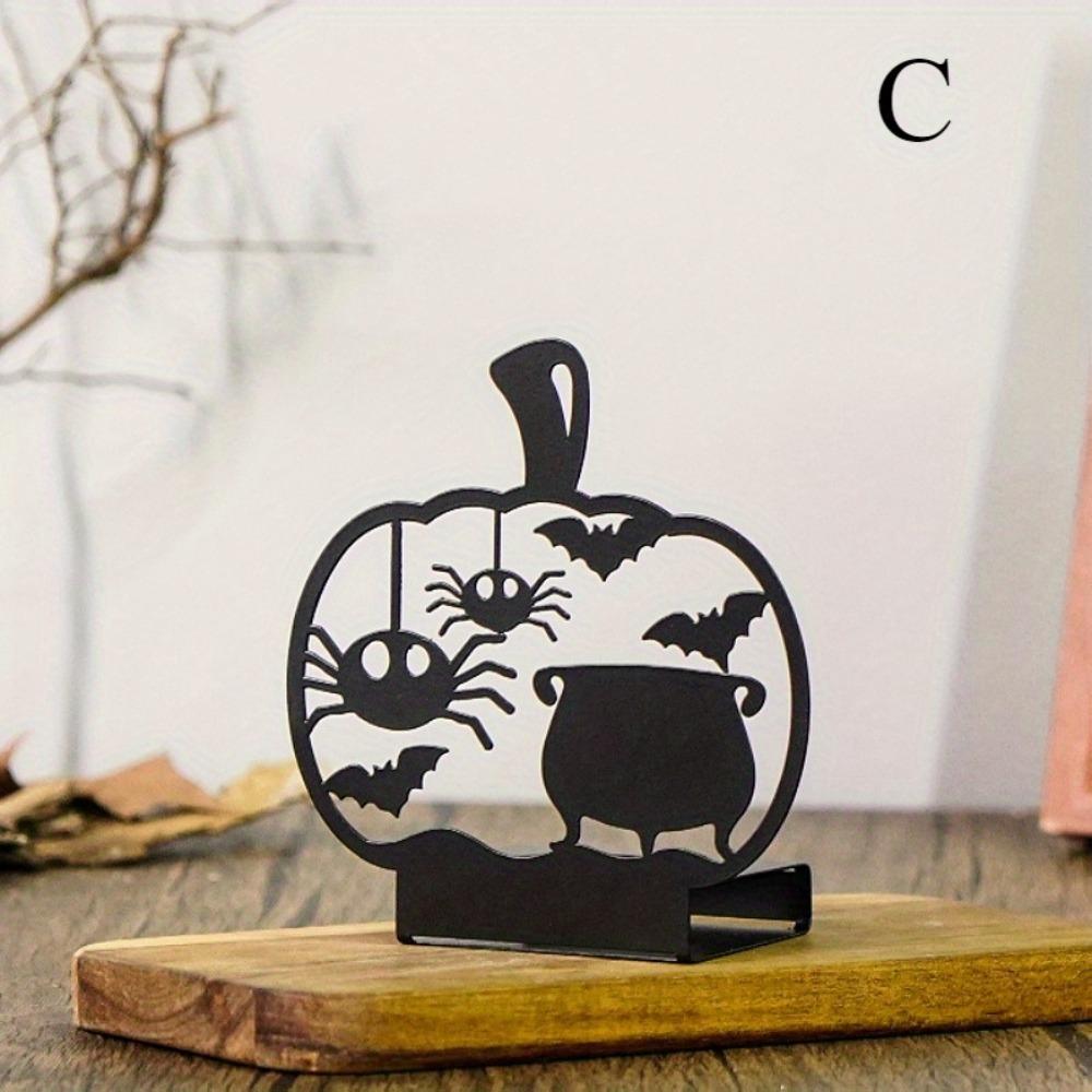 Schmiedeeiserner Kerzenhalter Halloween Gothic Dekoration, Gruselige Wohnaccessoires für Party Weihnachten Neujahrsgeschenk