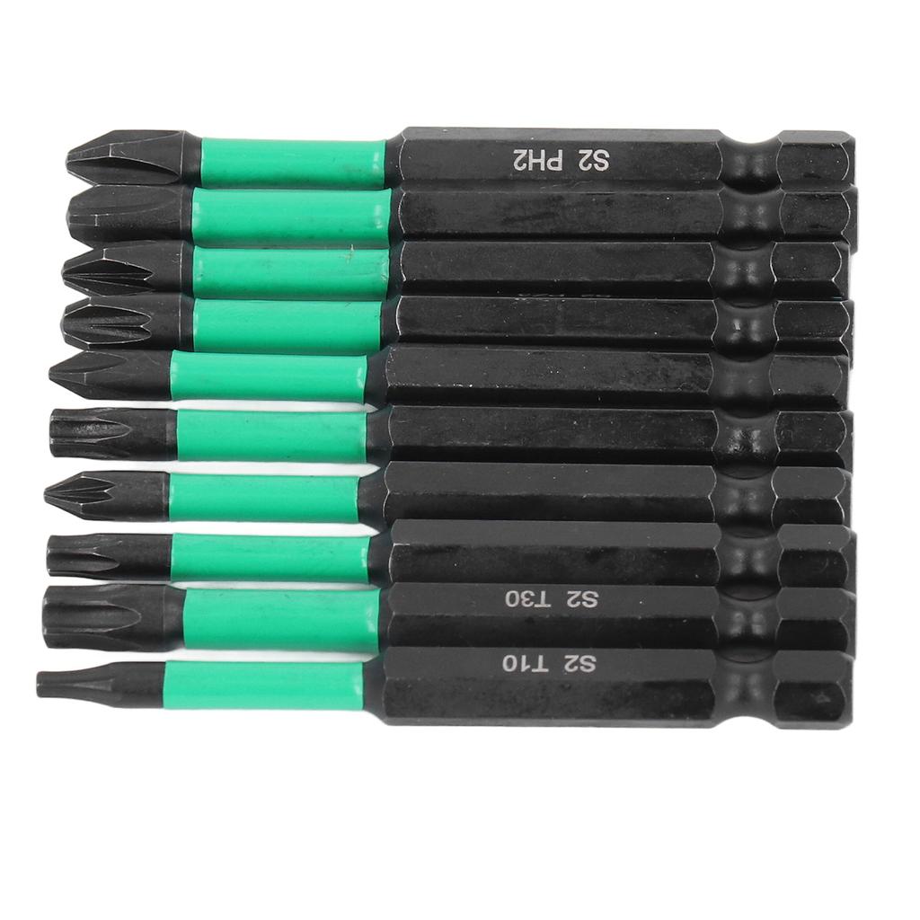 10 Stück Magnetischer Schraubendreher-Bit-Satz Kreuz Stern Rutschfest Hohe Härte Kraftbohren Schlagbohrer