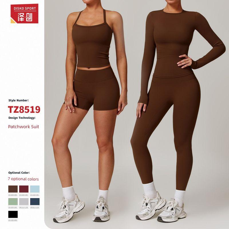 Guangzhou Zechuang Clothing Co., Ltd. European and American Tight Sanding Yoga Suit Quick-Drying Workout Clothes Winter Outdoor