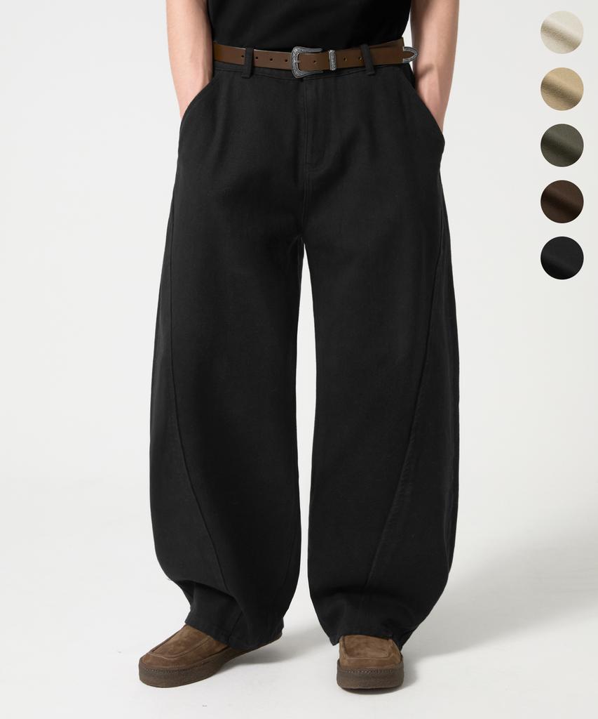TRILLION [Special Feature] Curved Wide Cut Cotton Pants_5 Colors
