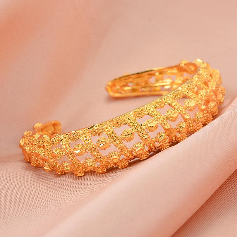 Dubai Gold Color Bangles for Women Dubai Bride Wedding Ethiopian Bracelet Africa Bangle Arab Jewelry Gold Charm Bracelet