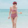 Small plaid bikini small breasts gather sexy and slim swimsuit bikini high waist retro Korean split swimsuit