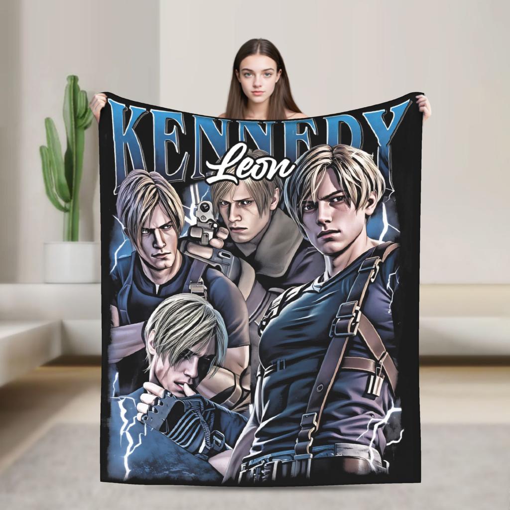 Leon Kennedy Blanket Adults  Flannel Throw Blanket For Sofa Home Comfortable Design Quality Bedspread Gift