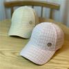 New Korean Style Ins Houndstooth Plaid Rhinestone R-labeled Sunshade Baseball Hat for Women in Autumn and Winter Versatile Casual Peaked Cap
