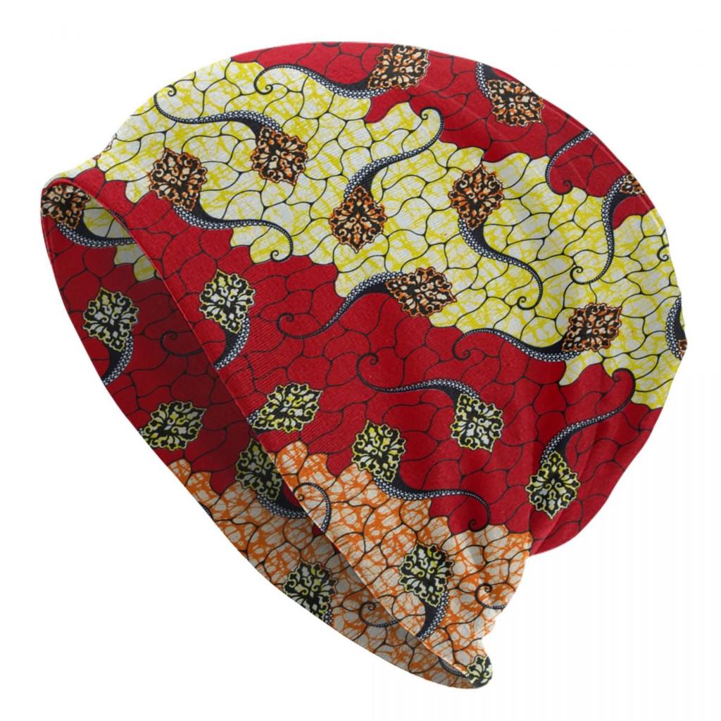 Custom African Ethnic Ankara Pattern Skullies Beanies Caps Unisex Winter Warm Knitting Hat Adult Bonnet Hats Outdoor Ski Cap