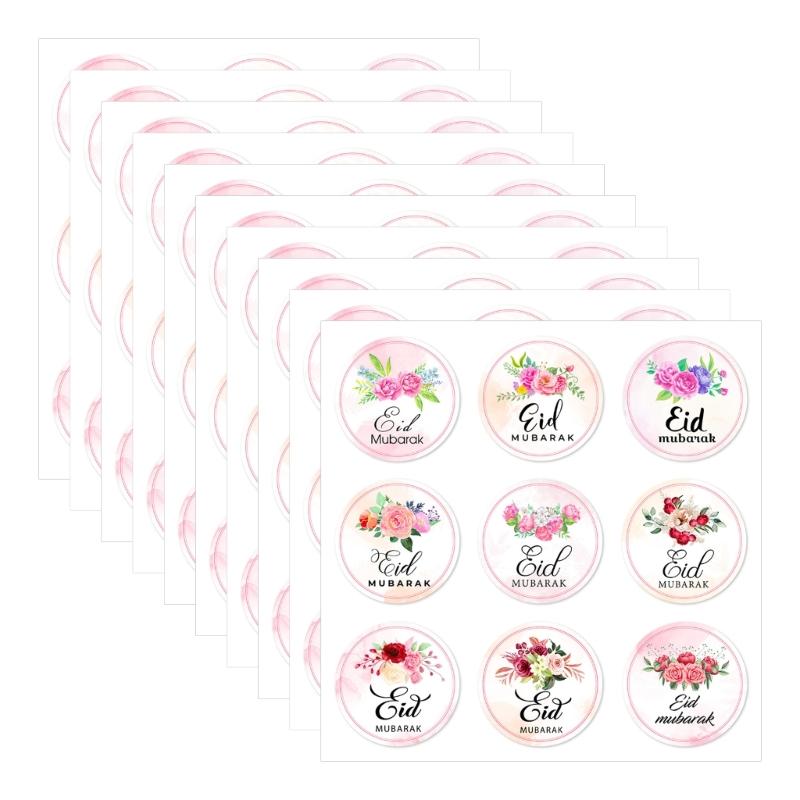 Set of 90Pcs Eid Mubarak Sticker 40mm Decorative Wrapping Sticker for Journal Planner Packaging Party Decoration