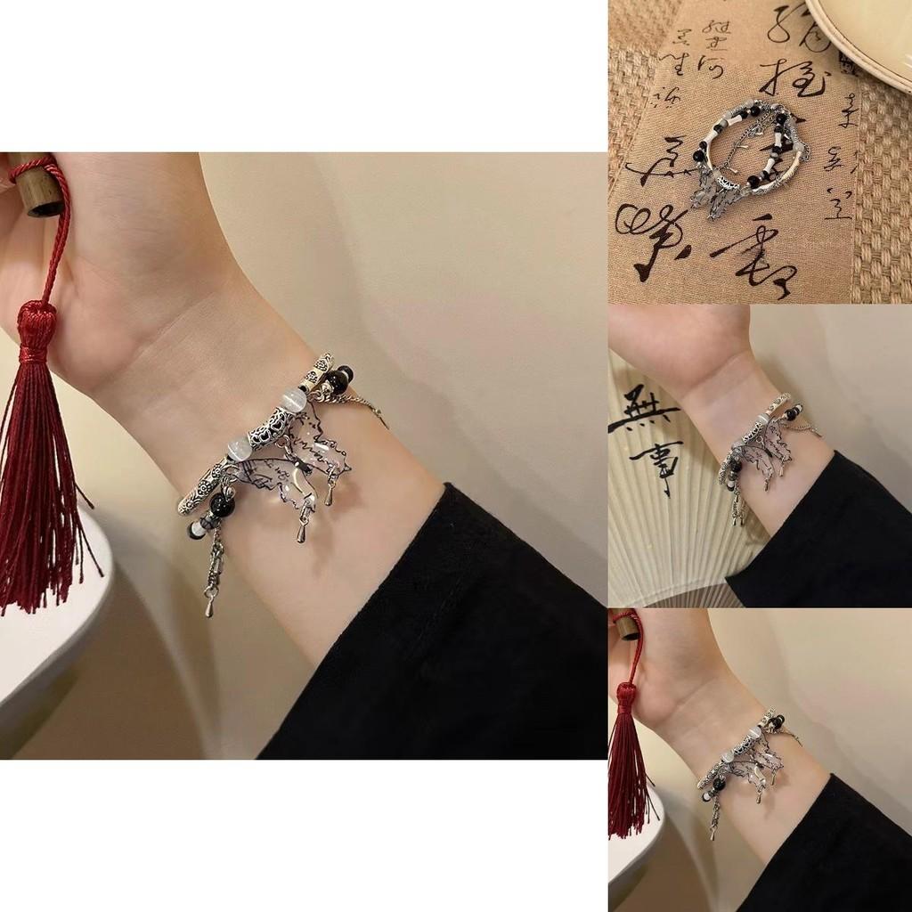 Elegant Butterfly Beaded Double Layer Bracelet For Women Geometric Design