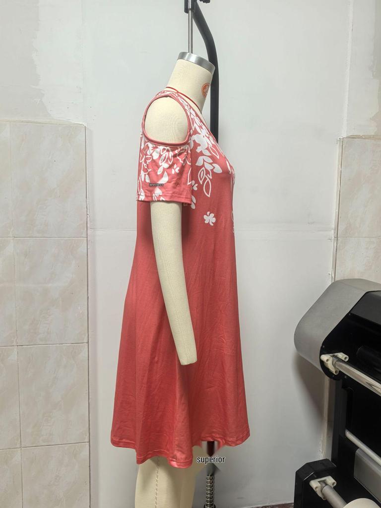 Off-the-Shoulder Slimming Dress - Women's Short Sleeve, Elegant Design (2025)