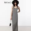 MO&Co. Striped Knit Round Neck Tank Maxi Dress