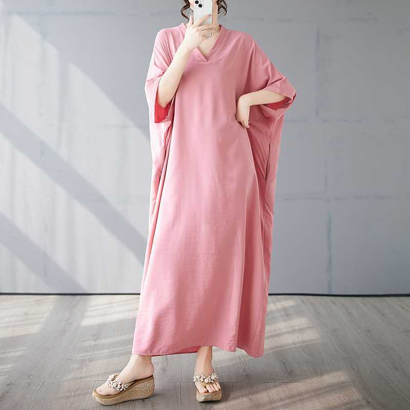 Vintage Long Dress with Cotton and Linen Patterns