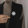 Luxurious South Korean Snowflake Brooch with Zircon Inlaid Diamonds – Elegant Corsage Pin for Suits and Coats.