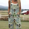 VIONA Damen Ärmelloser Jumpsuit Sommer Boho Floral Weites Bein Lange Hose Strampler Damen Träger Große Größen Freizeit Locker Latzhose