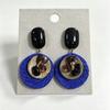 Vintage Blue Glass Bow Earrings - Retro Design Ornament