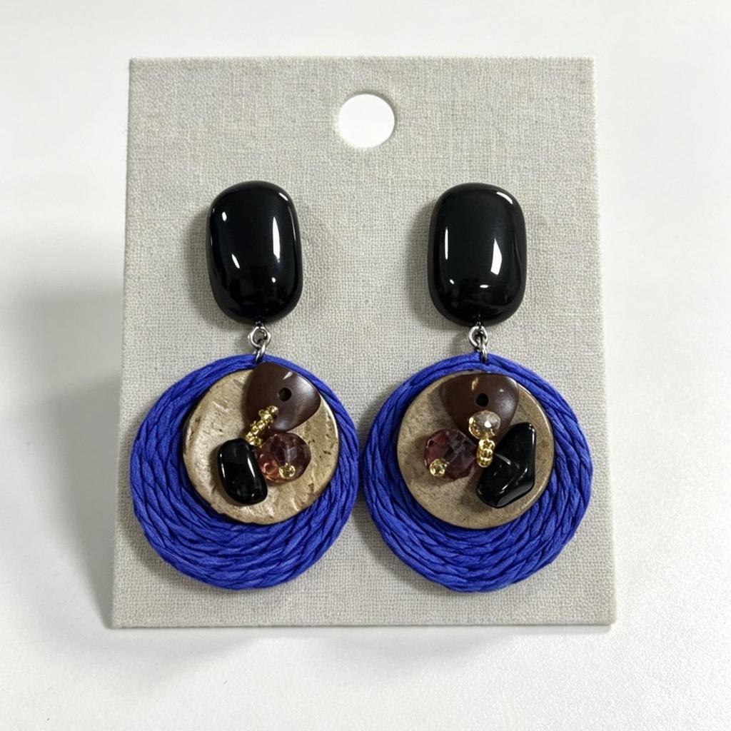 Vintage Blue Glass Bow Earrings - Retro Design Ornament