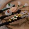 1Pc Wooden Hairpin Headwear for Women'S Chinese Flower Tassel Hair Sticks Headdress Elegant Hair Styling Accessories Gifts