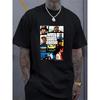European Size Men'S West Coast Hip Hop Retro Graphic Tee - Iconic Album Art & Character Prints, Regular Fit Short Sleeve Crew Neck Casual Top