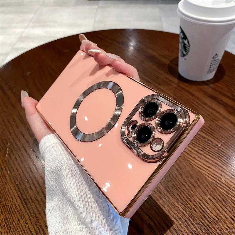 Coque de téléphone magnétique de luxe plaquée Magsafe pour iPhone 16 Pro Max 1514 13 12 11 Plus Charge sans fil Housse souple antichoc